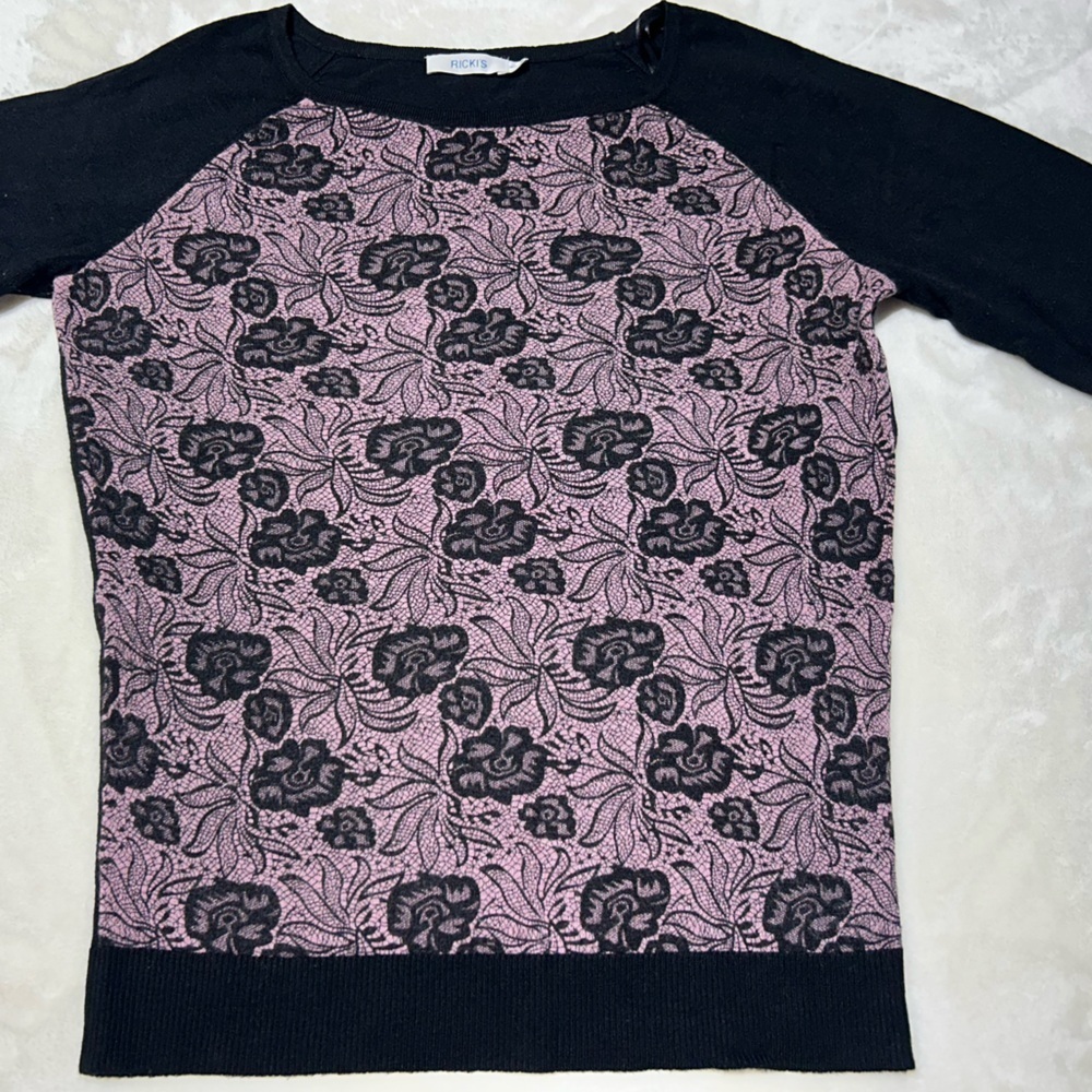 Ricki's Pink and Black Floral Knit Top